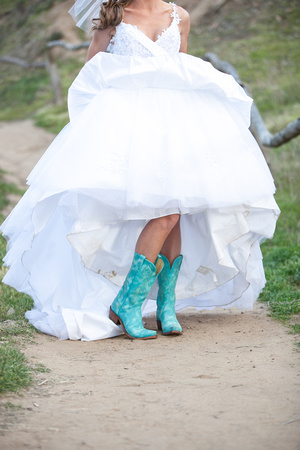 Cowboy boots and wedding dress